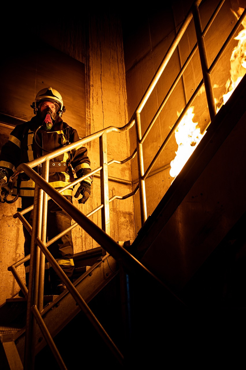 Bombero Escalera llamas